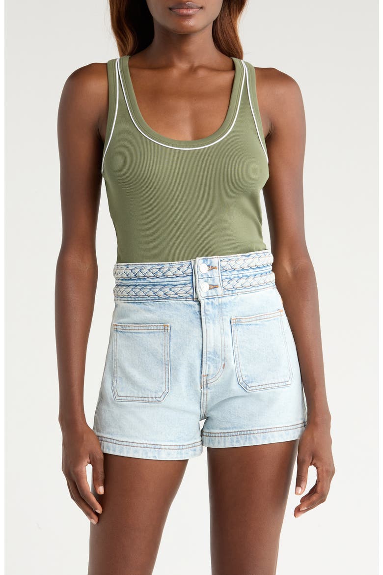 Birke Contrast Detail Stretch Cotton Tank, Main, color, STONE ARMY