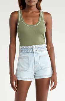 Veronica Beard Birke Contrast Detail Stretch Cotton Tank