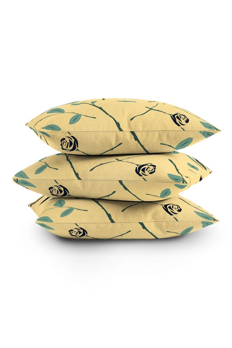 Dark Forest Roses Accent Pillow, Alternate, color, GREEN