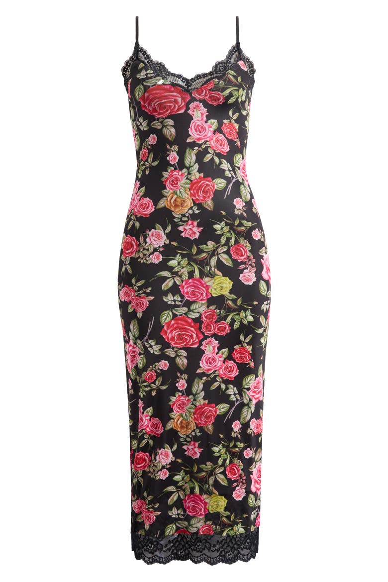 Nissa Lace Trim Midi Slipdress, Alternate, color, WALLPAPER ROSE