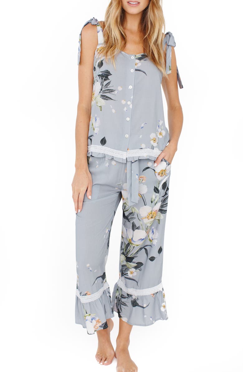 Plum Pretty Sugar Floral Flounce Pajamas, Main, color,