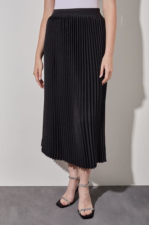 Midi Pleated Skirt Shimmer Woven