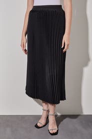 Ming Wang Midi Pleated Skirt Shimmer Woven