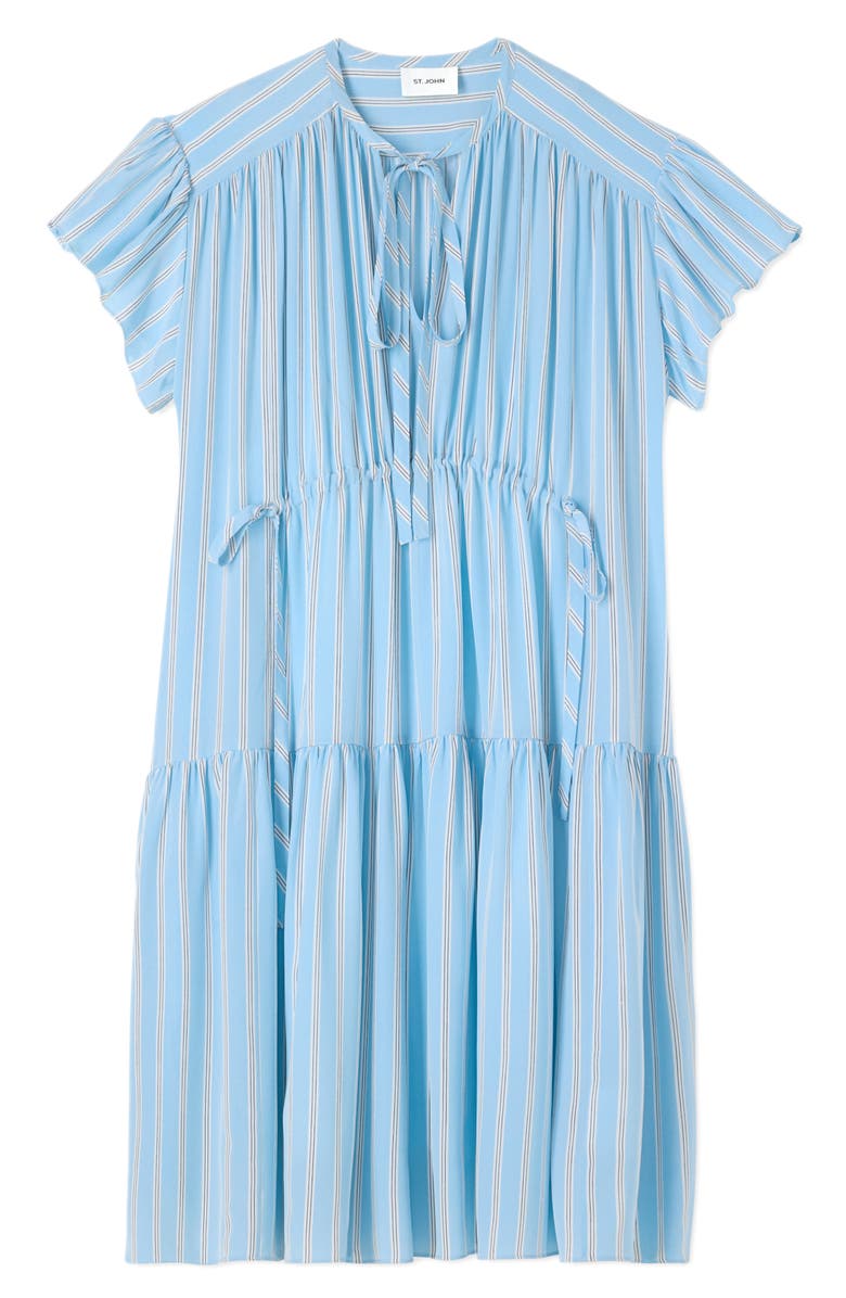 ST. JOHN Stripe Silk Crepe de Chine Shift Dress, Alternate, color,