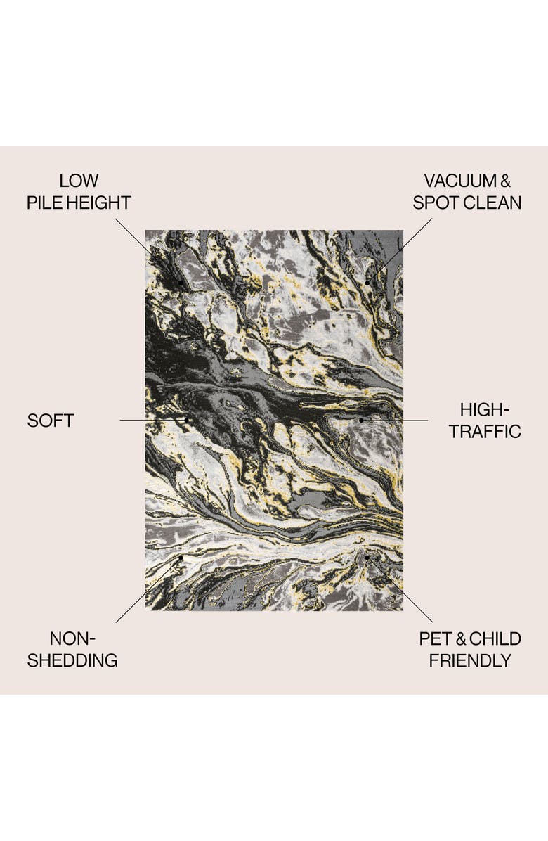 JONATHAN Y Swirl Marbled Abstract Area Rug, Alternate, color, Black/Yellow