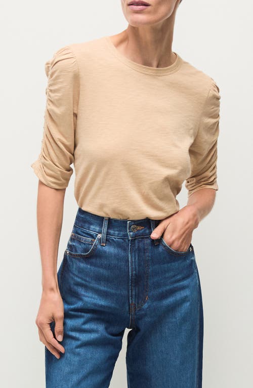 Veronica Beard Waldorf Long Sleeve Cotton T-shirt In Stone Khaki
