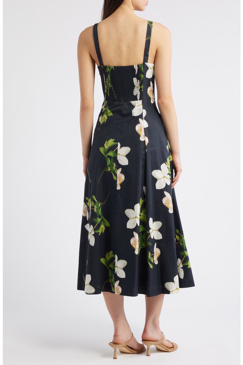 Floral Square Neck Cotton Dress, Alternate, color, BLM