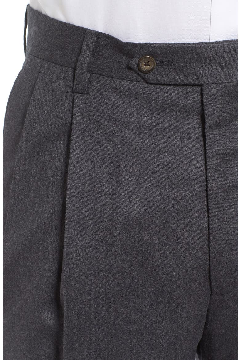 Lightweight Flannel Pleated Classic Fit Dress Trousers, Alternate, color, MEDIUM GREY