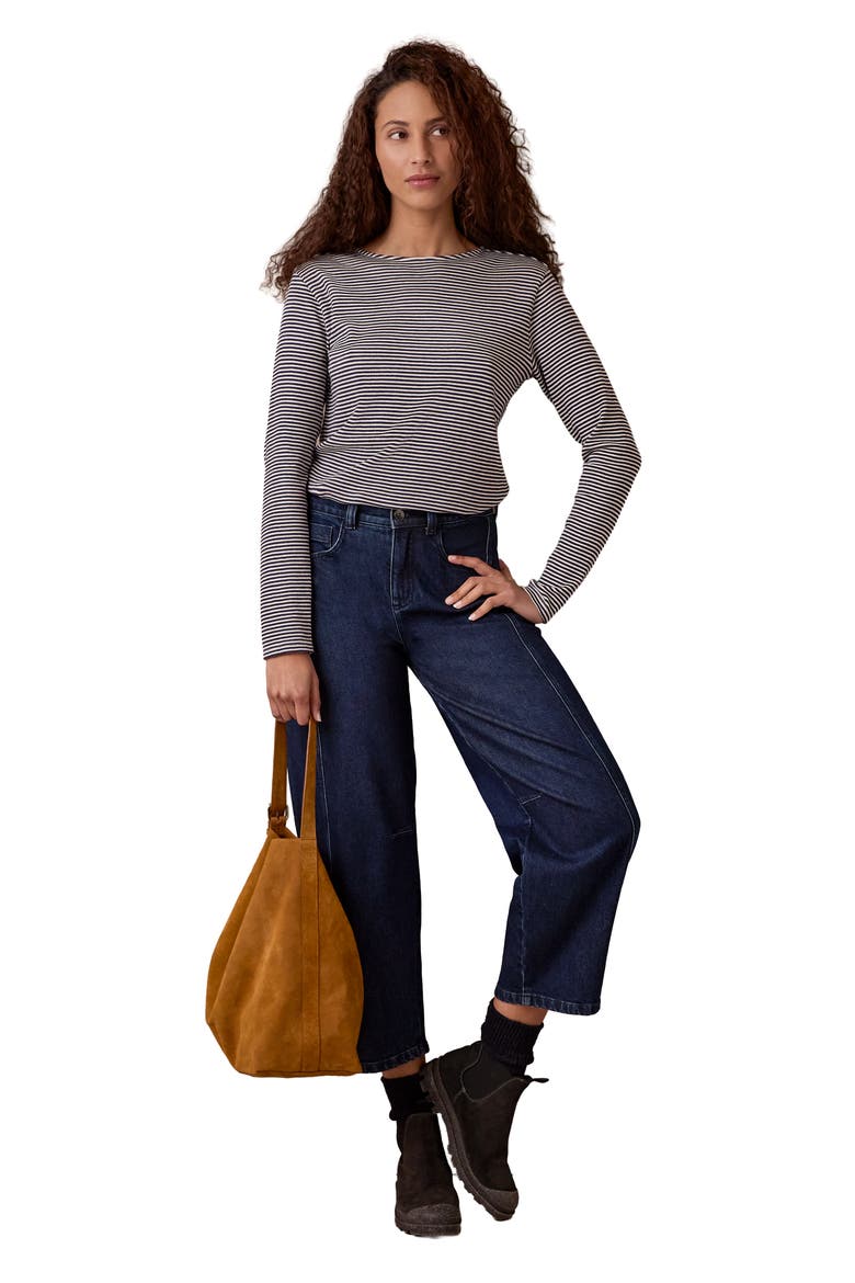 Cotton Striped Long Sleeve Top, Alternate, color, Dark Navy/ Chalk