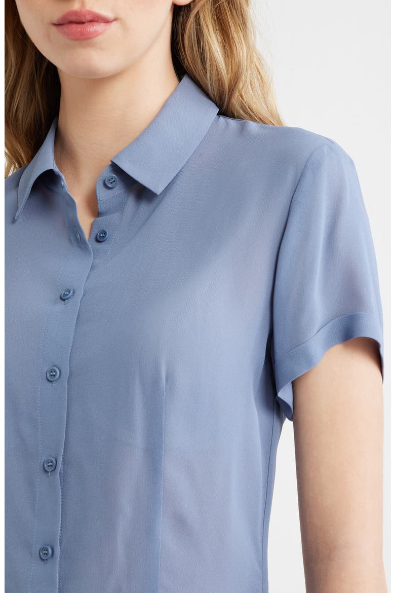 Corin Semi Sheer Button-Up Top, Alternate, color, CORNFLOWER
