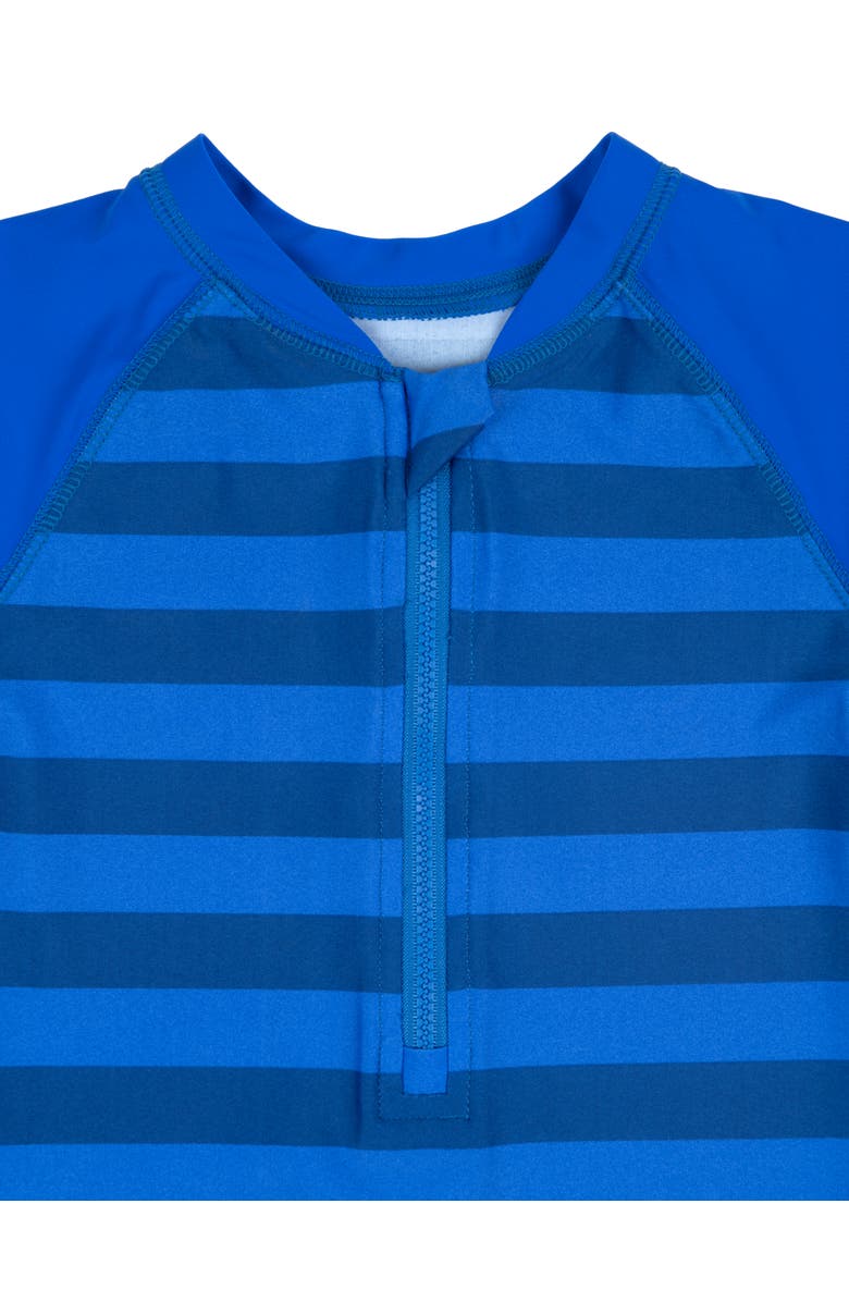 Leveret Baby One-Piece Rashguard, UPF 50+ Sun Protection Swimwear, Alternate, color, Striped Navy & Blue