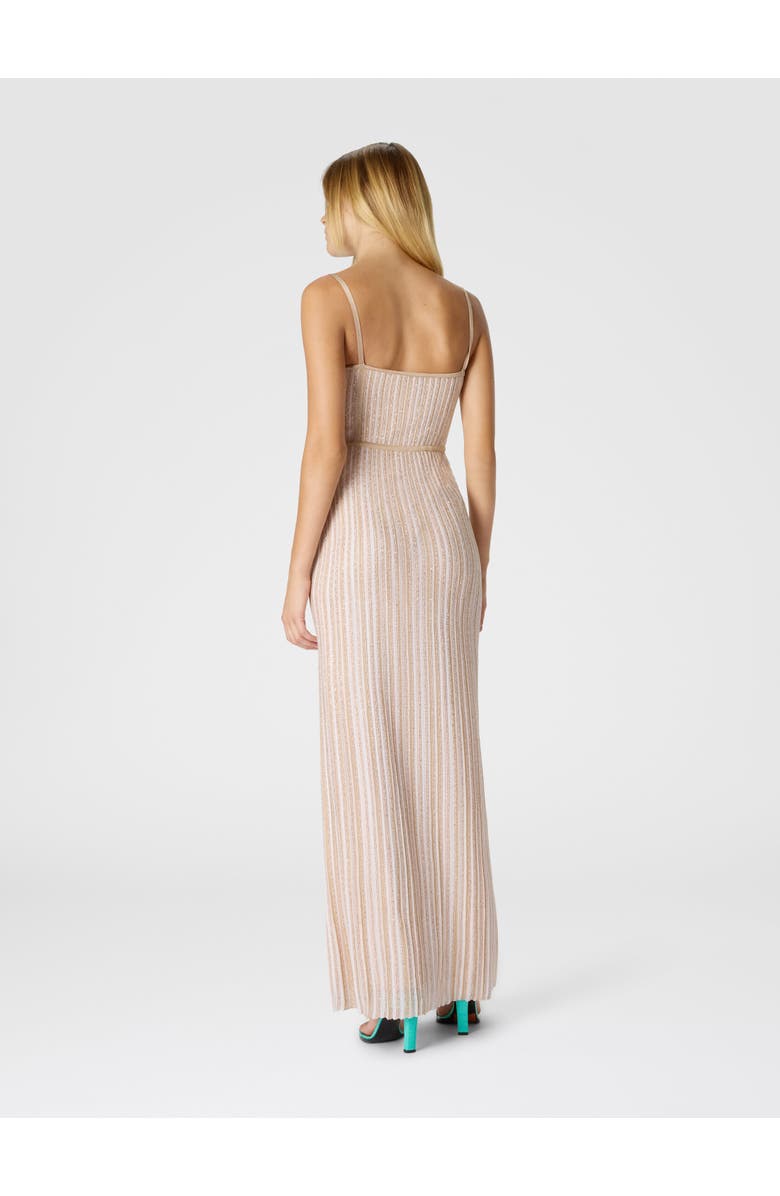 Missoni Sleeveless Long Dress With Lamé Stripes, Alternate, color, White