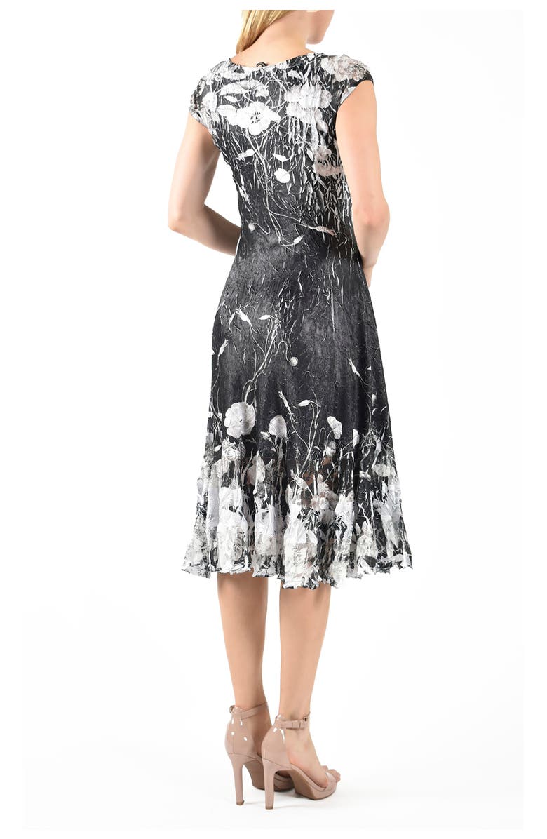 Komarov Dark Orchid Charmuese Cap Sleeve Dress, Alternate, color, Black Opium