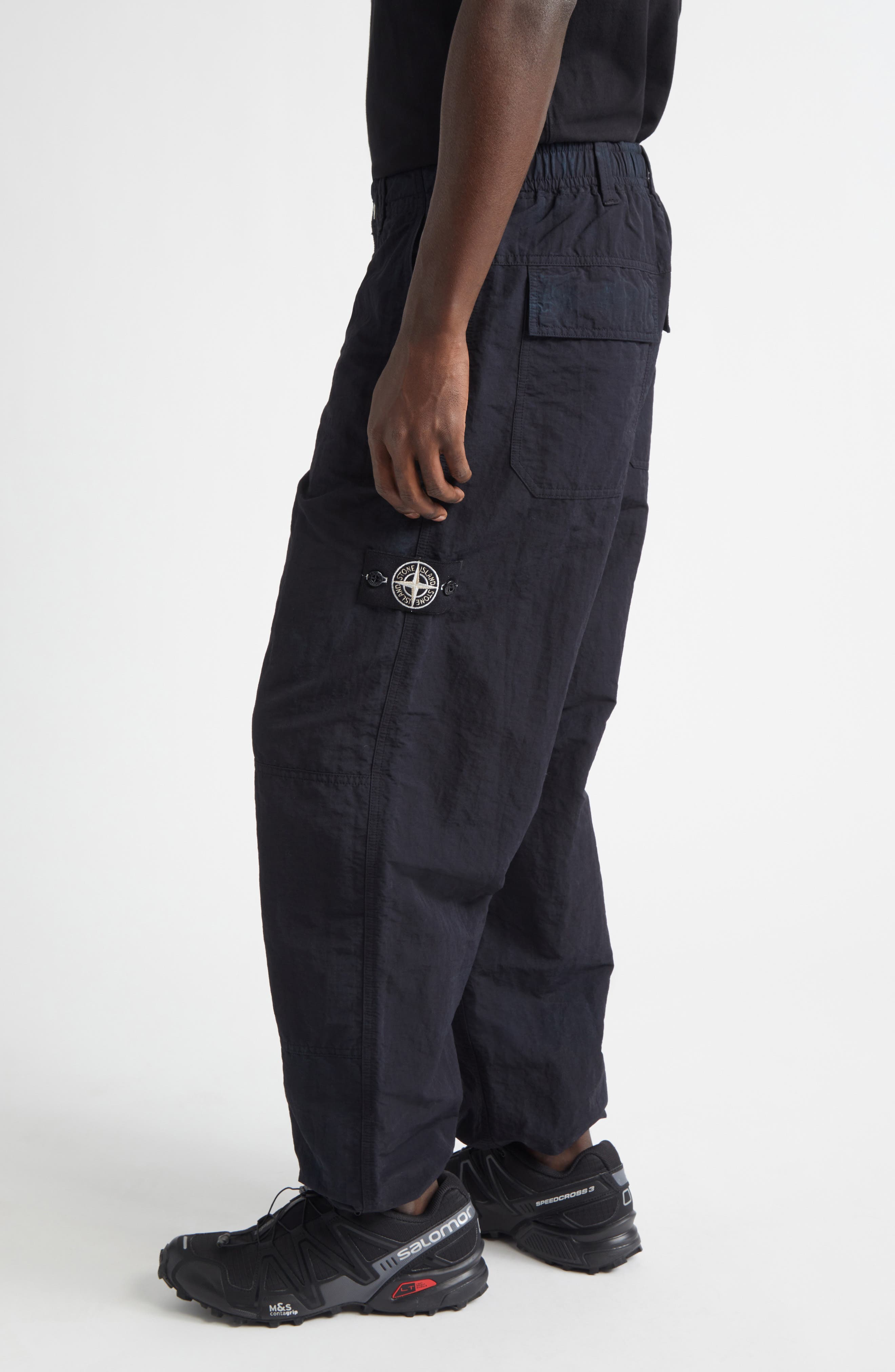 Stone Island Compass Logo Patch Nylon Straight Leg Pants (Men