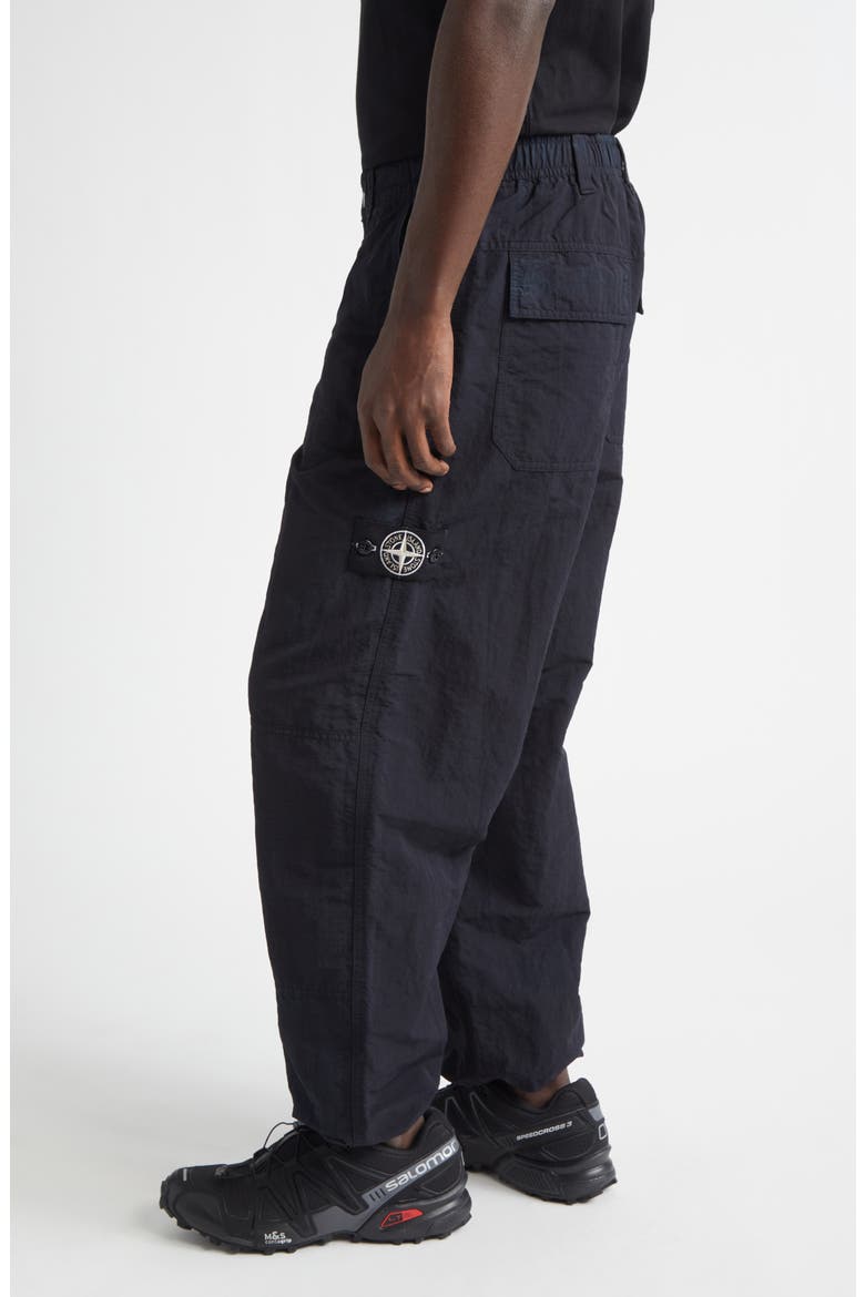 Compass Logo Patch Nylon Straight Leg Pants, Alternate, color, V0029 BLACK