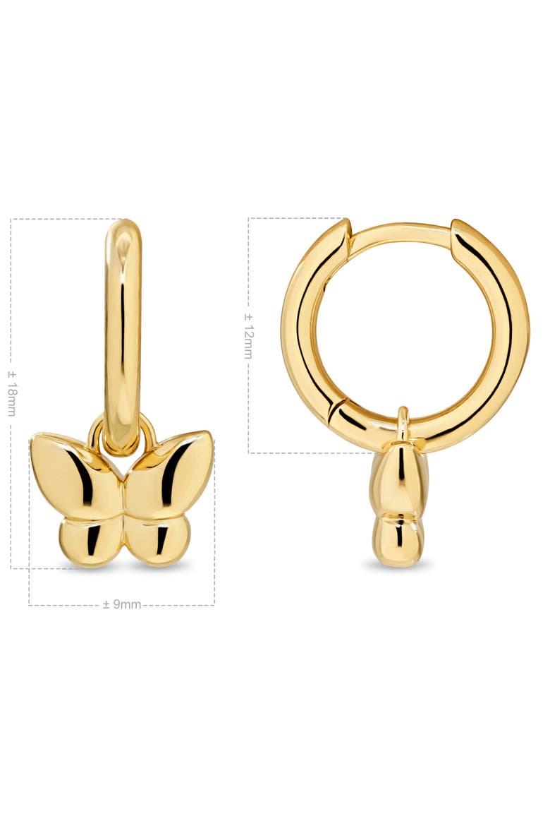 Butterfly Hoop Earrings in Gold Plated Sterling Silver, Alternate, color, Yellow Gold
