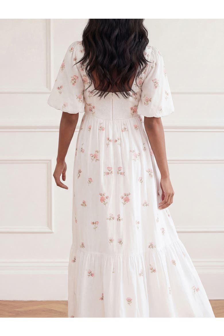 Flora Ditsy Cotton Ankle Gown, Alternate, color, Chalk