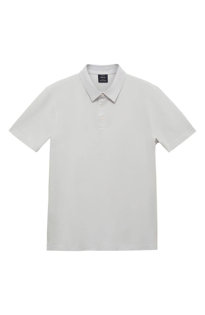 MANGO Solid Cotton Blend Piqué Polo, Alternate, color, Ivory White