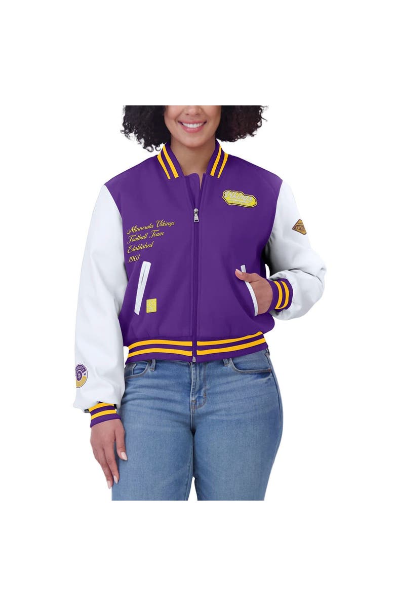 WEAR by Erin Andrews Women's WEAR by Erin Andrews  Purple/White Minnesota Vikings Varsity Full-Zip Jacket, Alternate, color, 