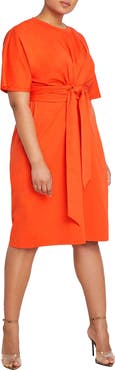 ELOQUII Cross Front Flutter Sleeve Dress