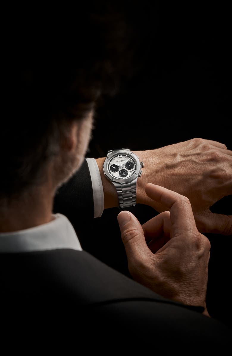 Baume & Mercier Riviera 10827 Automatic Chronograph Bracelet Watch, 41mm, Alternate, color, White