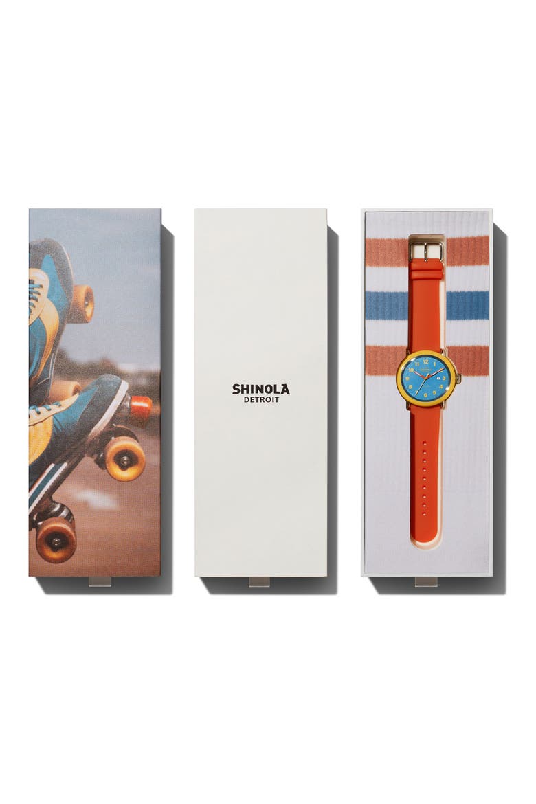 Detrola The Free Skate Silicone Strap Watch, 43mm, Alternate, color, CERULEAN BLUE