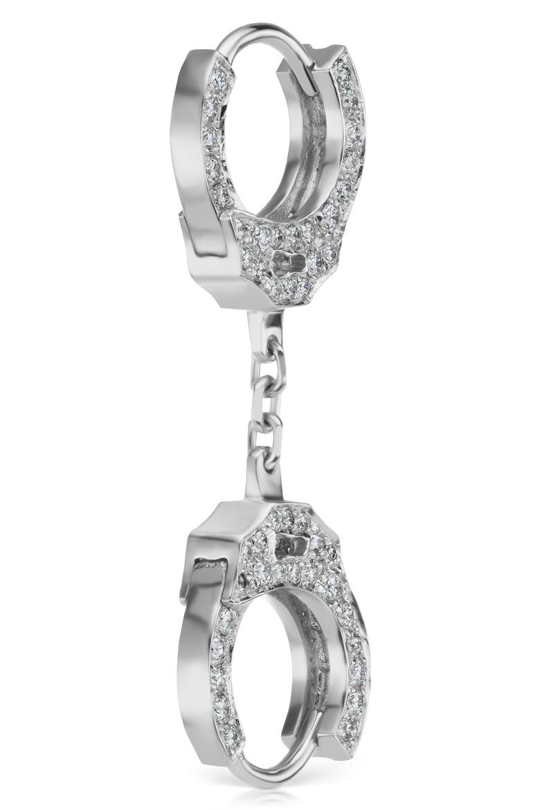 6.5mm Short Chain Diamond Handcuff Clickers, Main, color, WHITE GOLD/ DIAMOND