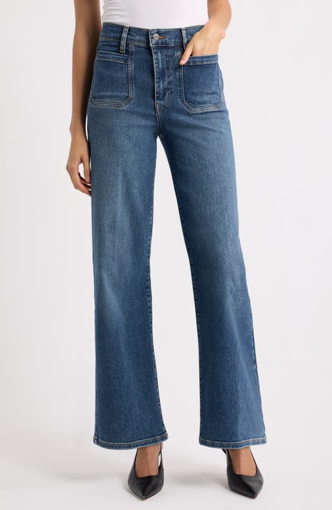 Le Slim Palazzo Patch Pocket High Waist Wide Leg Jeans