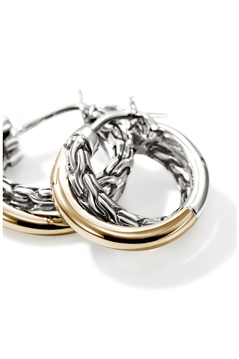 JH Essentials Crossover Hoop Earrings, 15mm, Alternate, color, SILVER/GOLD
