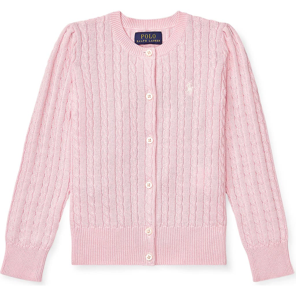 Polo Ralph Lauren Mini-cable Cotton Cardigan In Pink