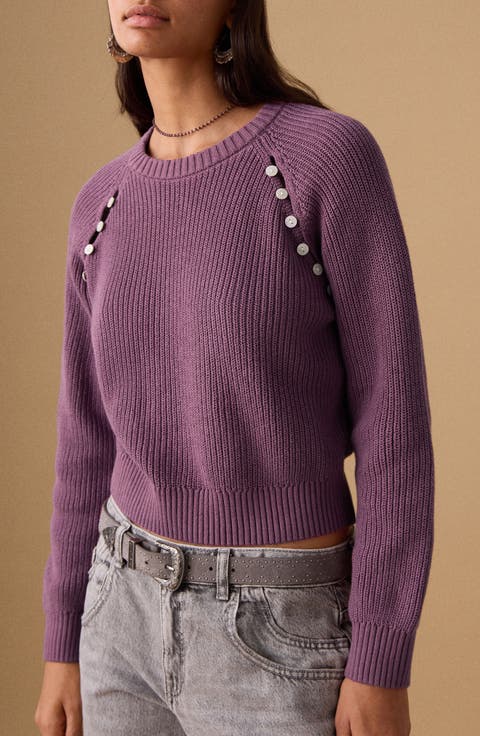 Button Detail Crop Sweater
