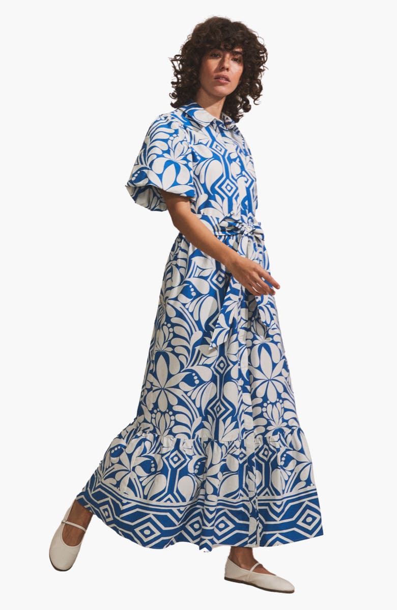 Ro&Zo Tile Printed Cotton Shirt Dress, Main, color,