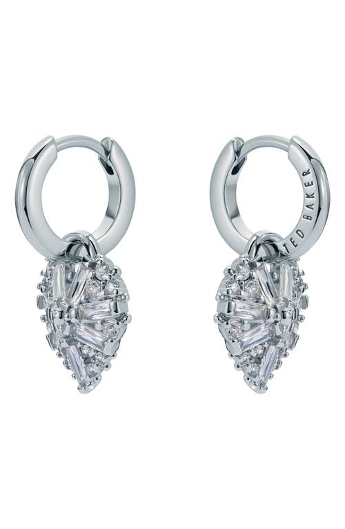 Ted Baker Cherise Crystal Cluster Huggie Earrings In Silver Tone Clear Crystal