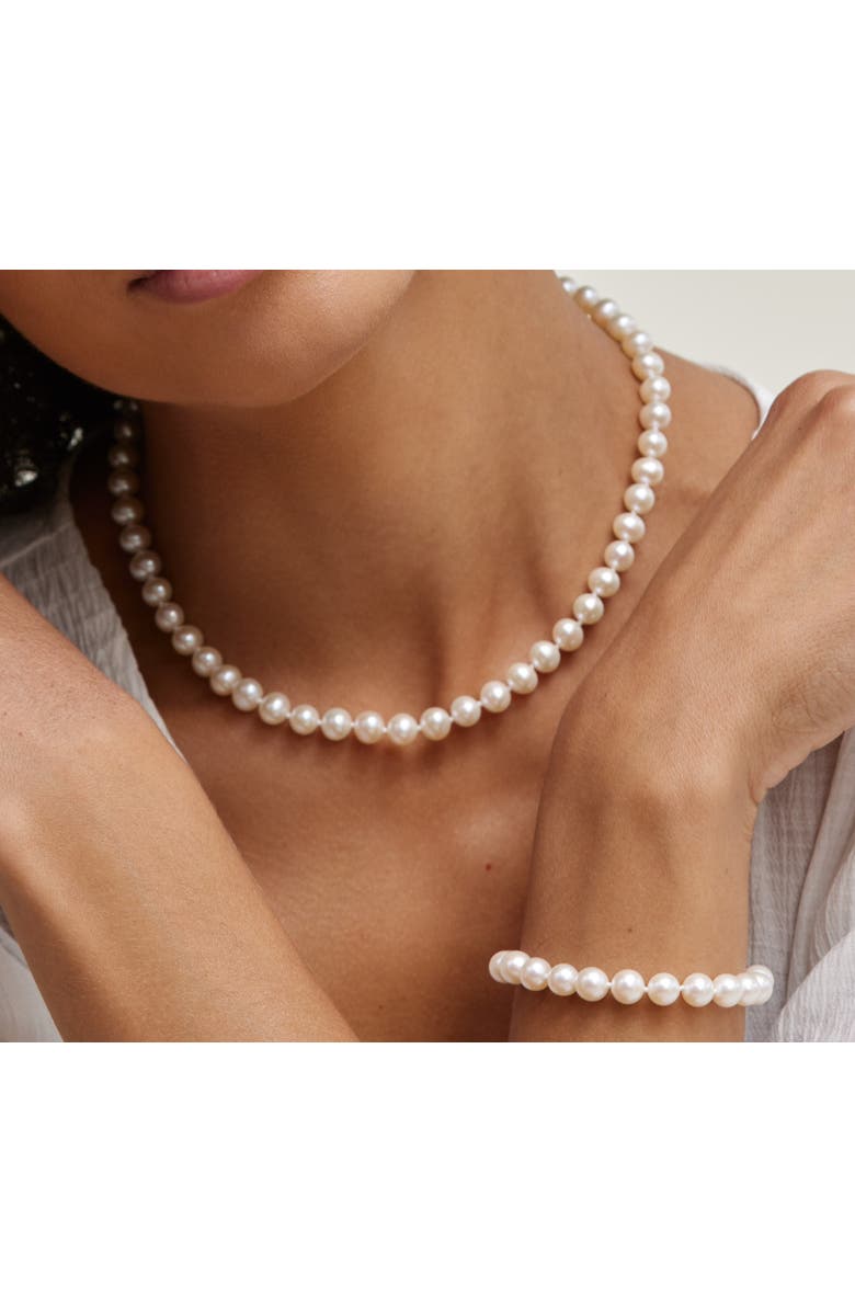 The Pearl Source Freshwater Pearl Necklace & Earrings, Alternate, color, White Gold - Finesse Clasp