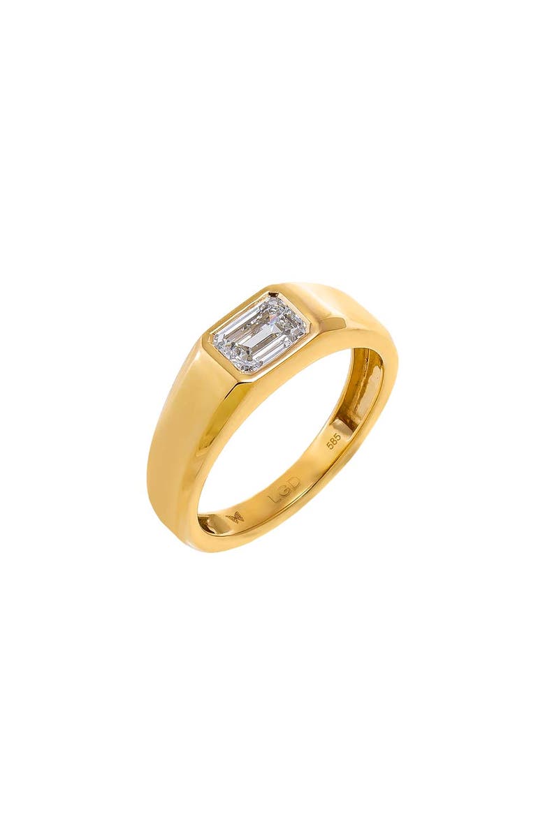 BY ADINA EDEN Lab Grown Diamond Emerald Bezel Dome Ring 14K, Main, color,