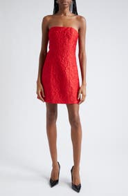 Alice + Olivia Velia Floral Brocade Strapless Minidress