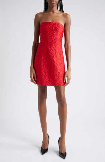 Alice + Olivia Velia Floral Brocade Strapless Minidress