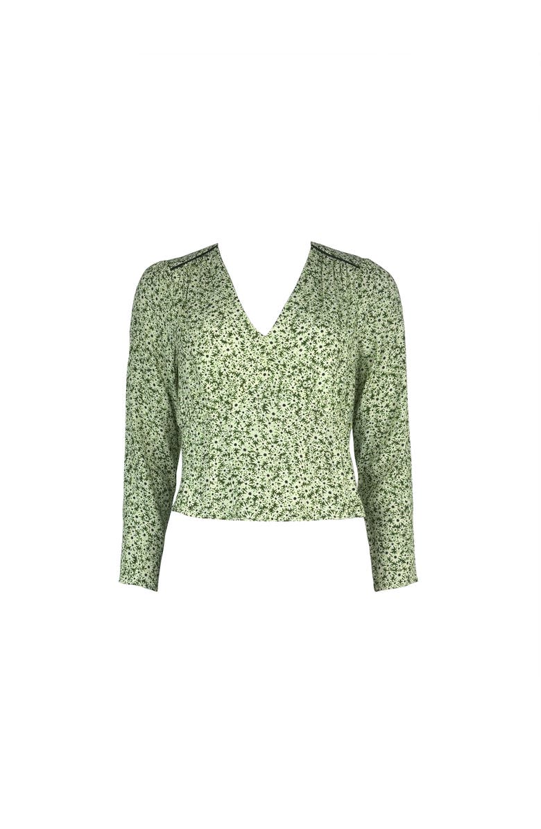 Ro&Zo Ditsy Pintuck Blouse, Alternate, color, Green