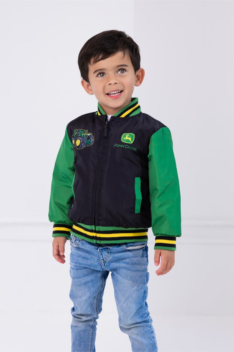 Varsity Bomber Jacket, Alternate, color, Green and Black