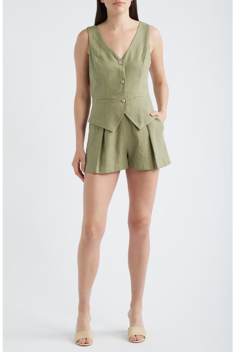 Matias Linen Romper, Main, color, CYPRESS