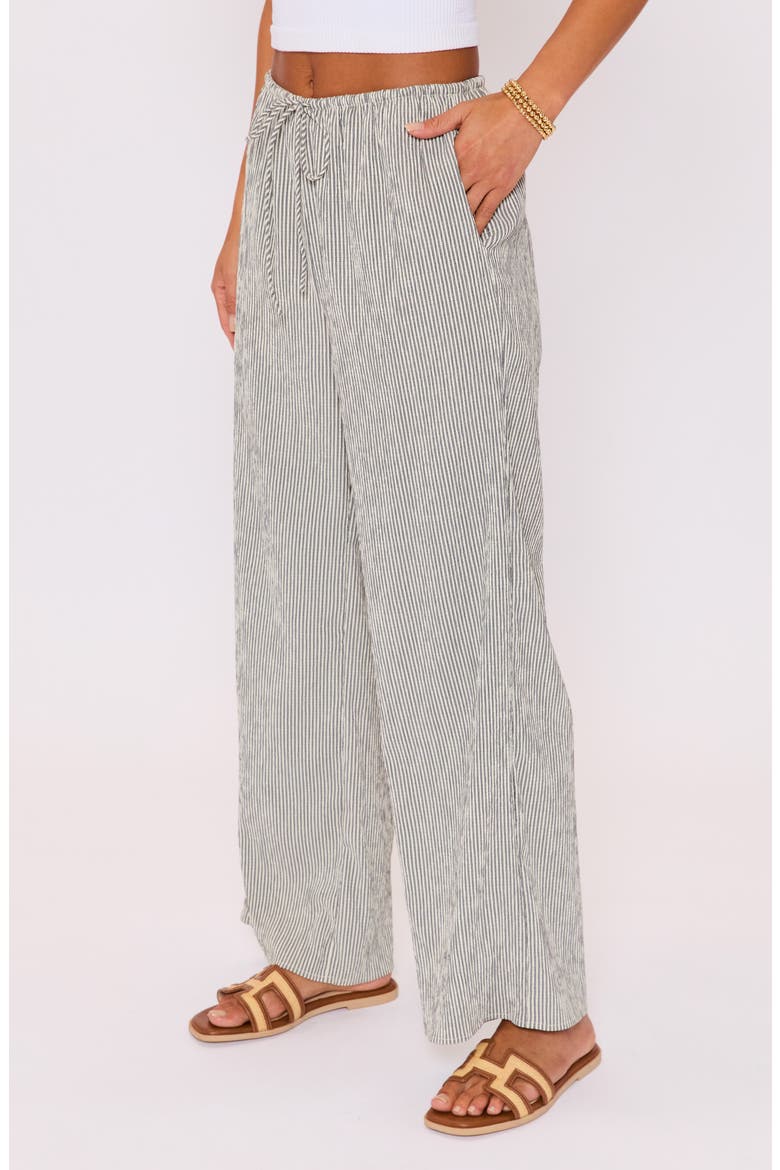 Ease Stripe Drawstring Wide Leg Pants, Alternate, color, CREAM BLACK