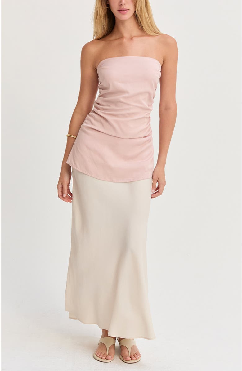 CRESCENT Lyocell Ruched Tube Top, Alternate, color, Light Pink