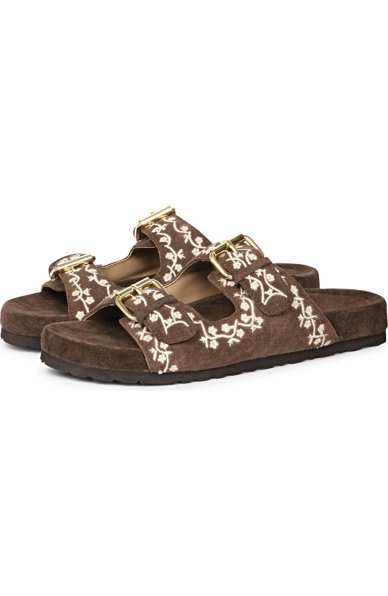 SAINT G Angela Embroidered Slide Sandal, Alternate, color, Chocolate