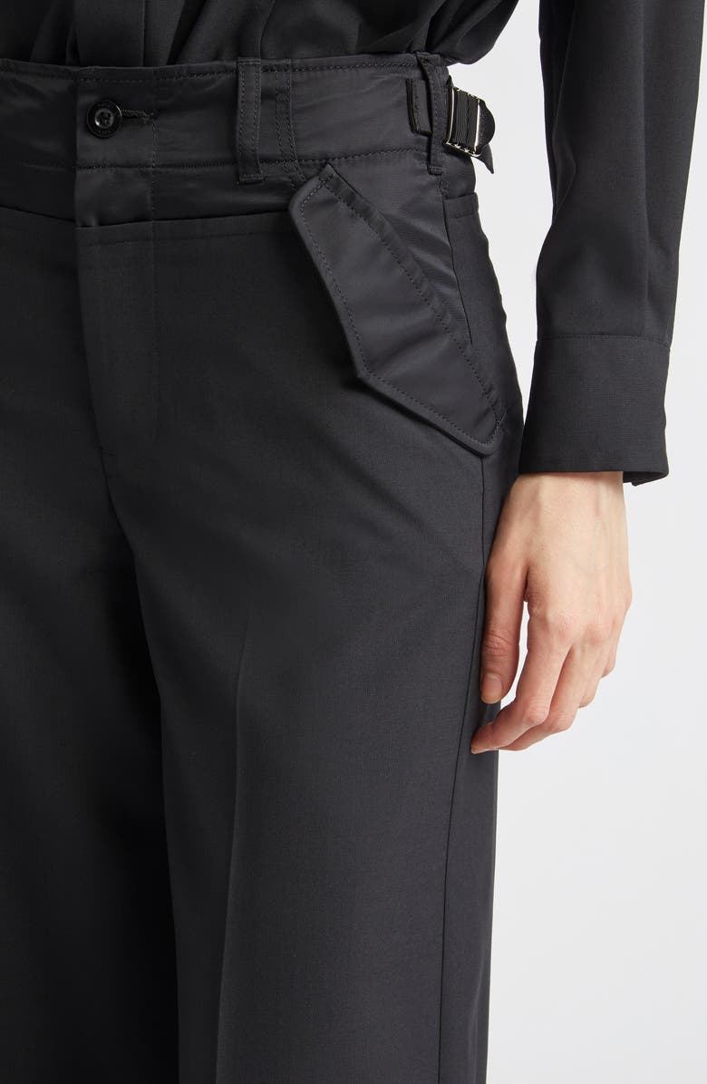 Sacai Suiting Mixed Media Straight Leg Pants, Alternate, color, Black