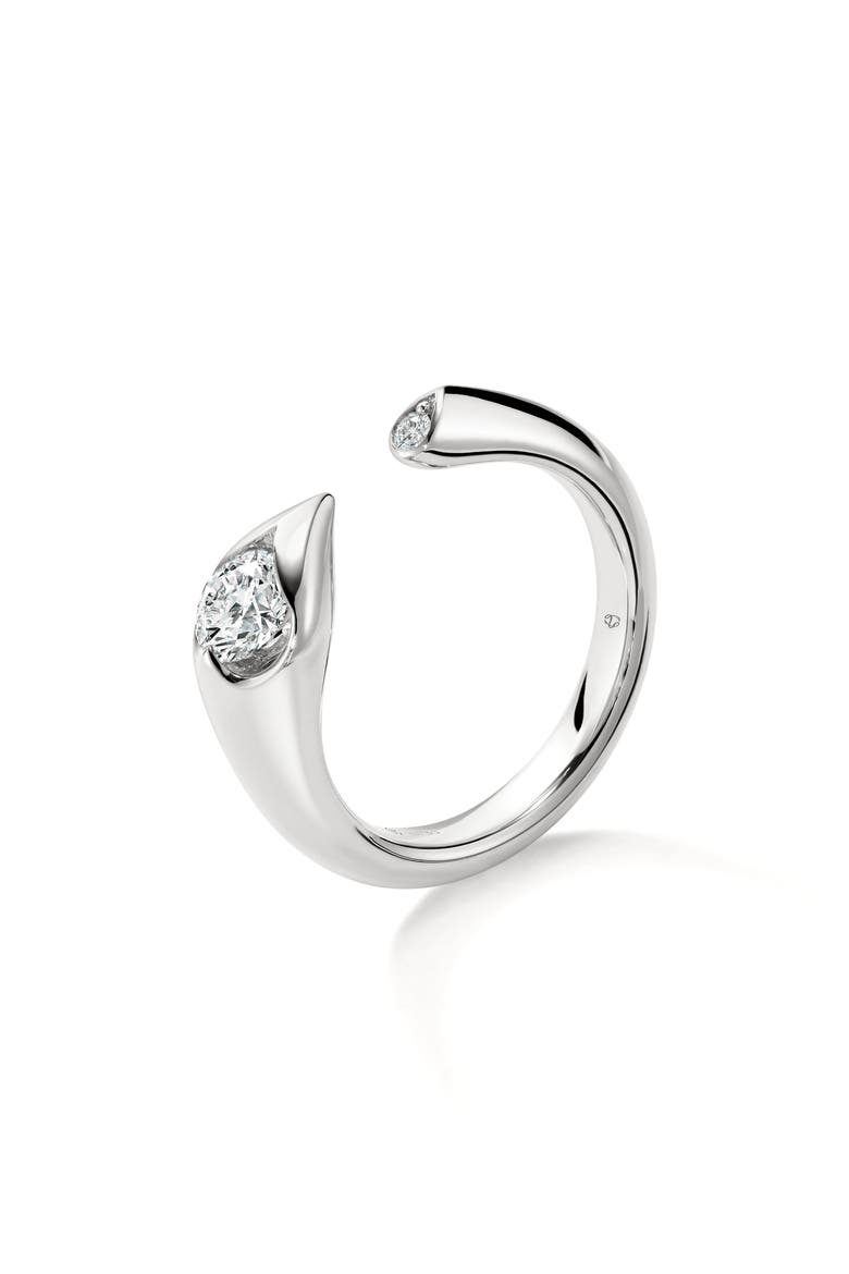 Lu Droplet Open Ring, Main, color, WHITE GOLD