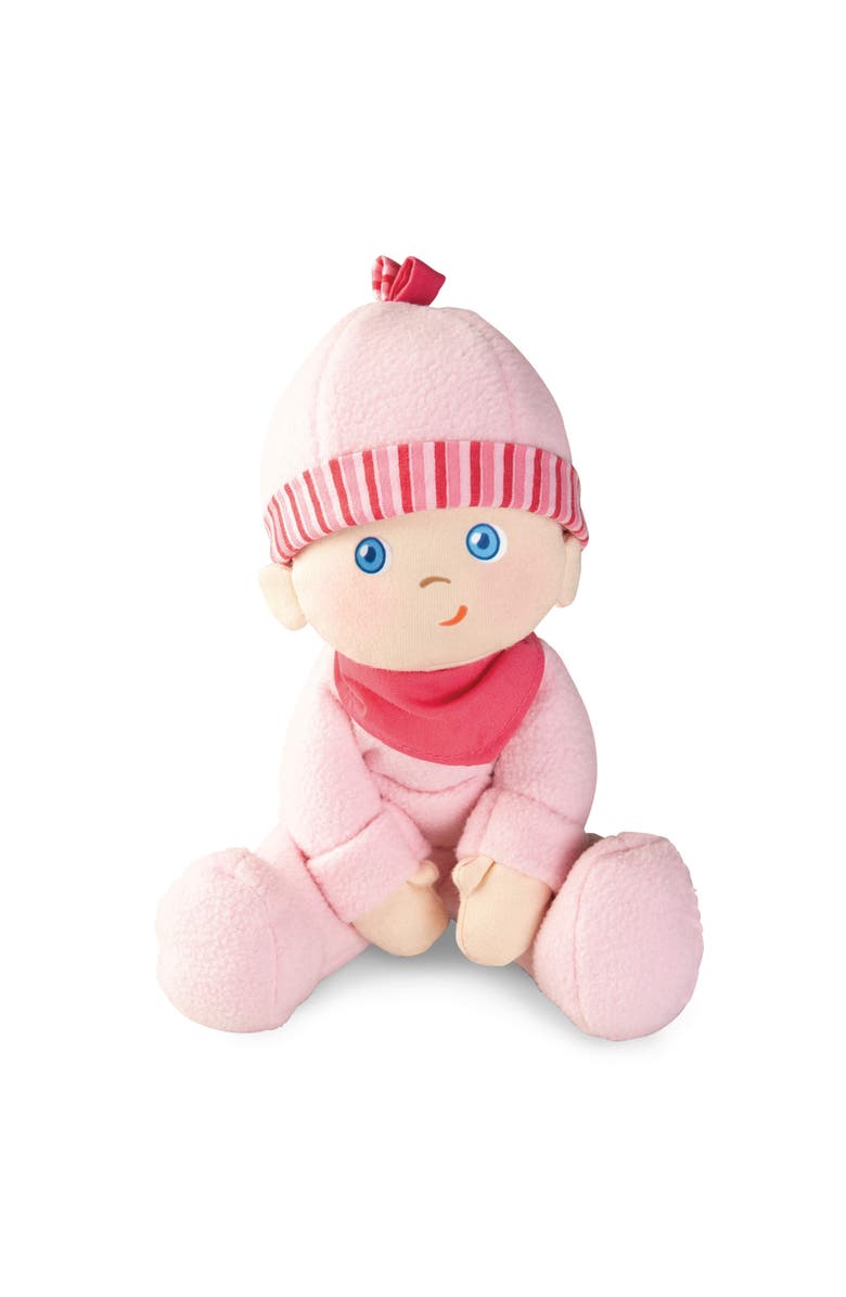 HABA Doll Snug Up Luisa 8" My First Baby Doll, Machine Washable & Safe for Birth & Up, Newborn Toys for Baby Shower Gifts, Main, color, Pink Multi