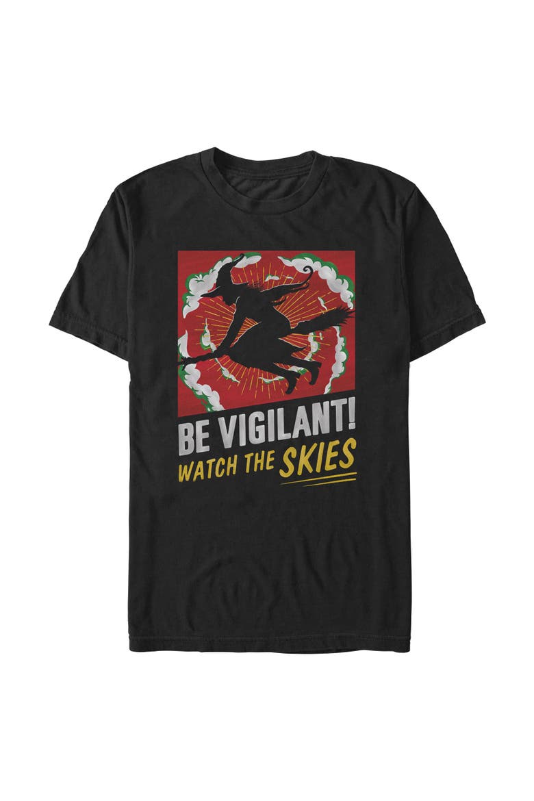 Mens Wicked For Good Elphaba Watch the Skies T Shirt, Main, color, Black