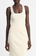 Vince Rib Racerback Stretch Cotton Blend Tank Top