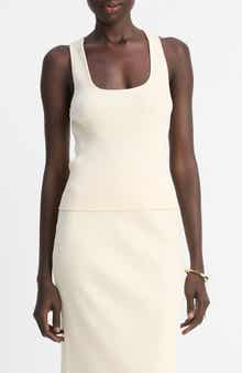 Rib Racerback Stretch Cotton Blend Tank Top