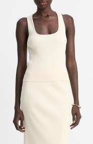 Vince Rib Racerback Stretch Cotton Blend Tank Top